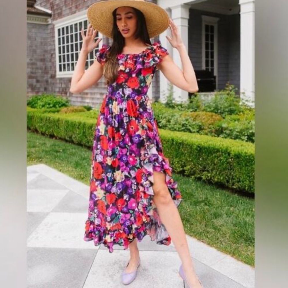 Ivy City Co Floral Havana Maxi Dress Size XS